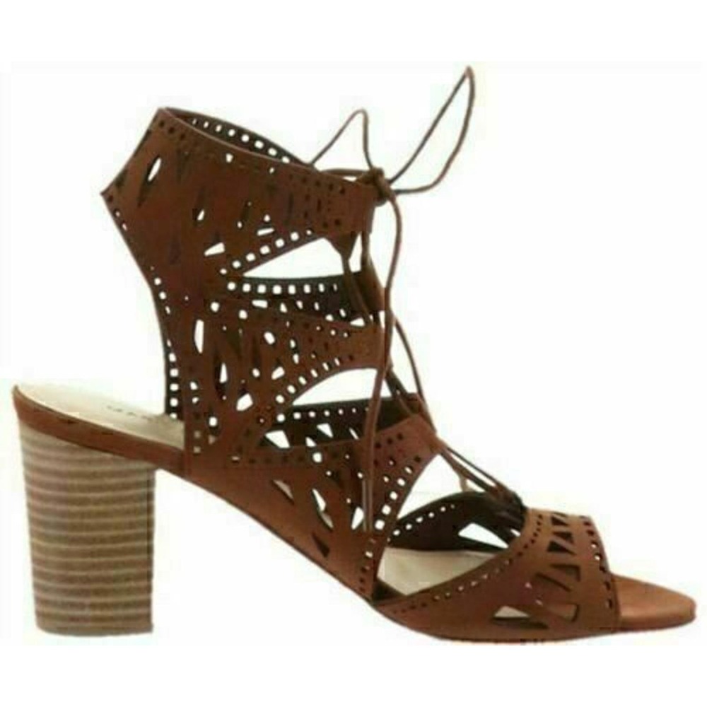 Marc Fisher Womens Sandals 9 M Leather Block Heel nubuck suede‎ Qmpetite Cognac